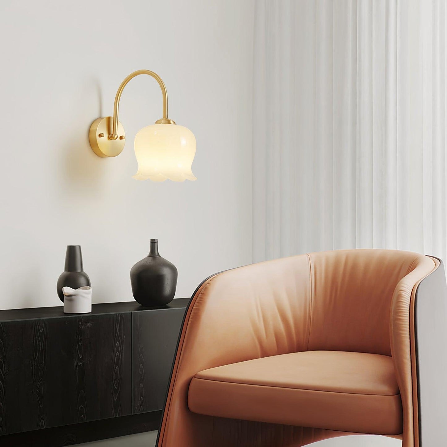 Orchids Wall Lamp | Brass & Glass | Set of 2