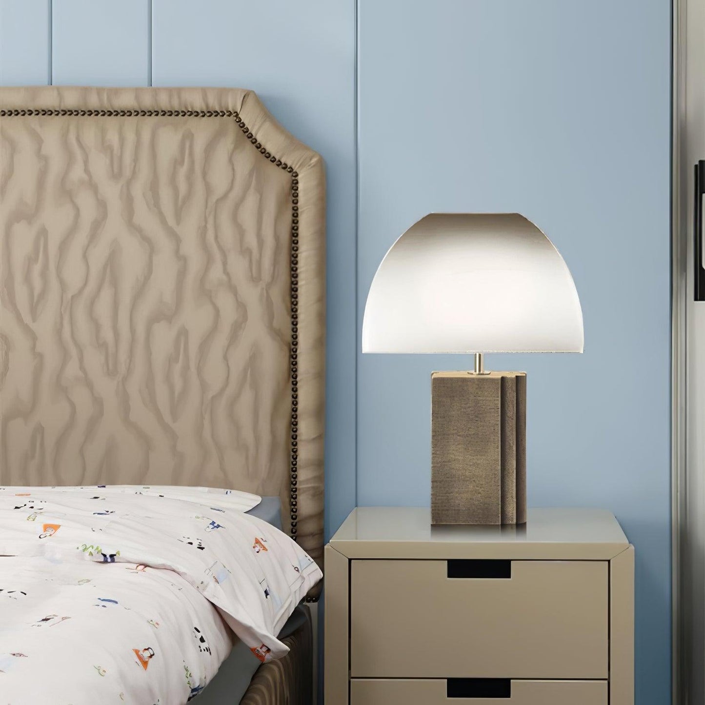 Oregon Table Lamp | Antique Gold Finish | White Lampshade
