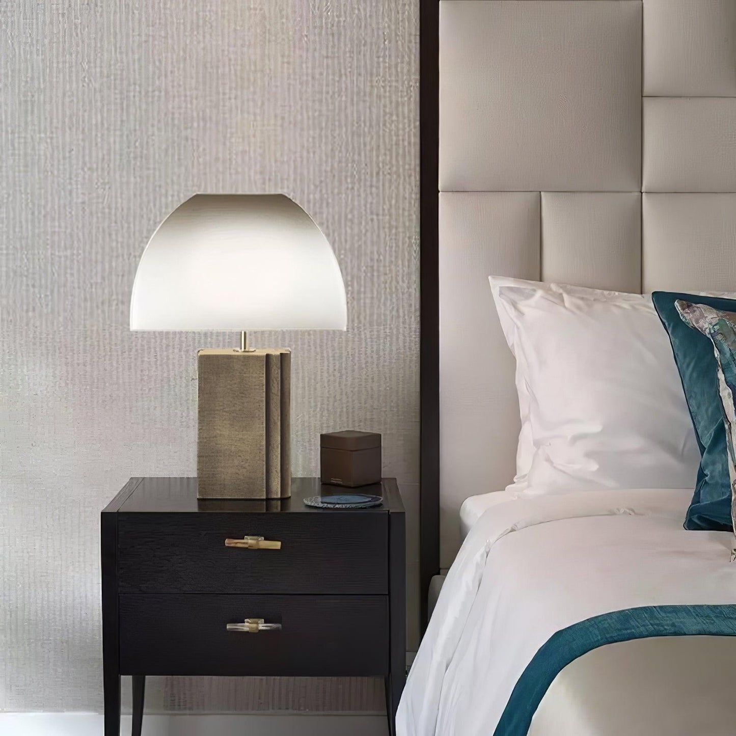 Oregon Table Lamp | Antique Gold Finish | White Lampshade