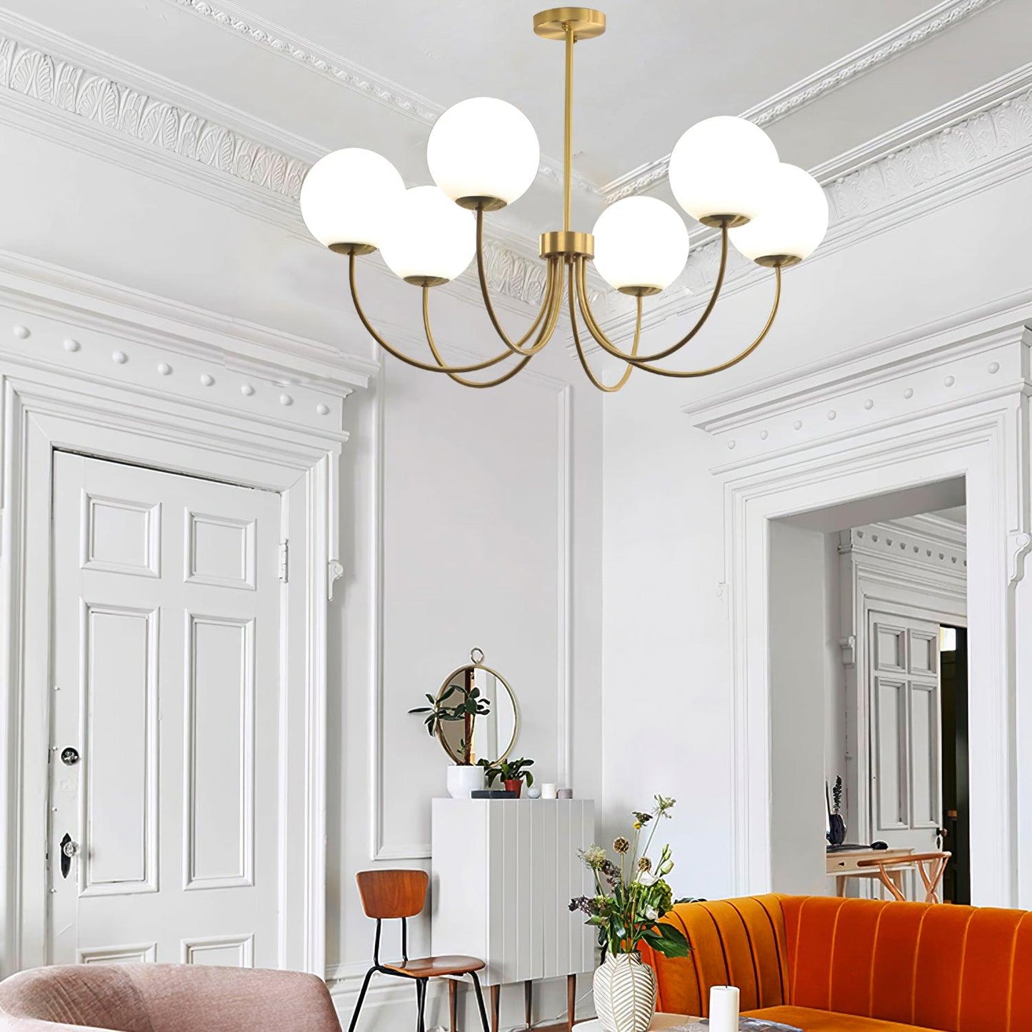 Orillia Chandelier | Brass and Wood | Multiple Light Options