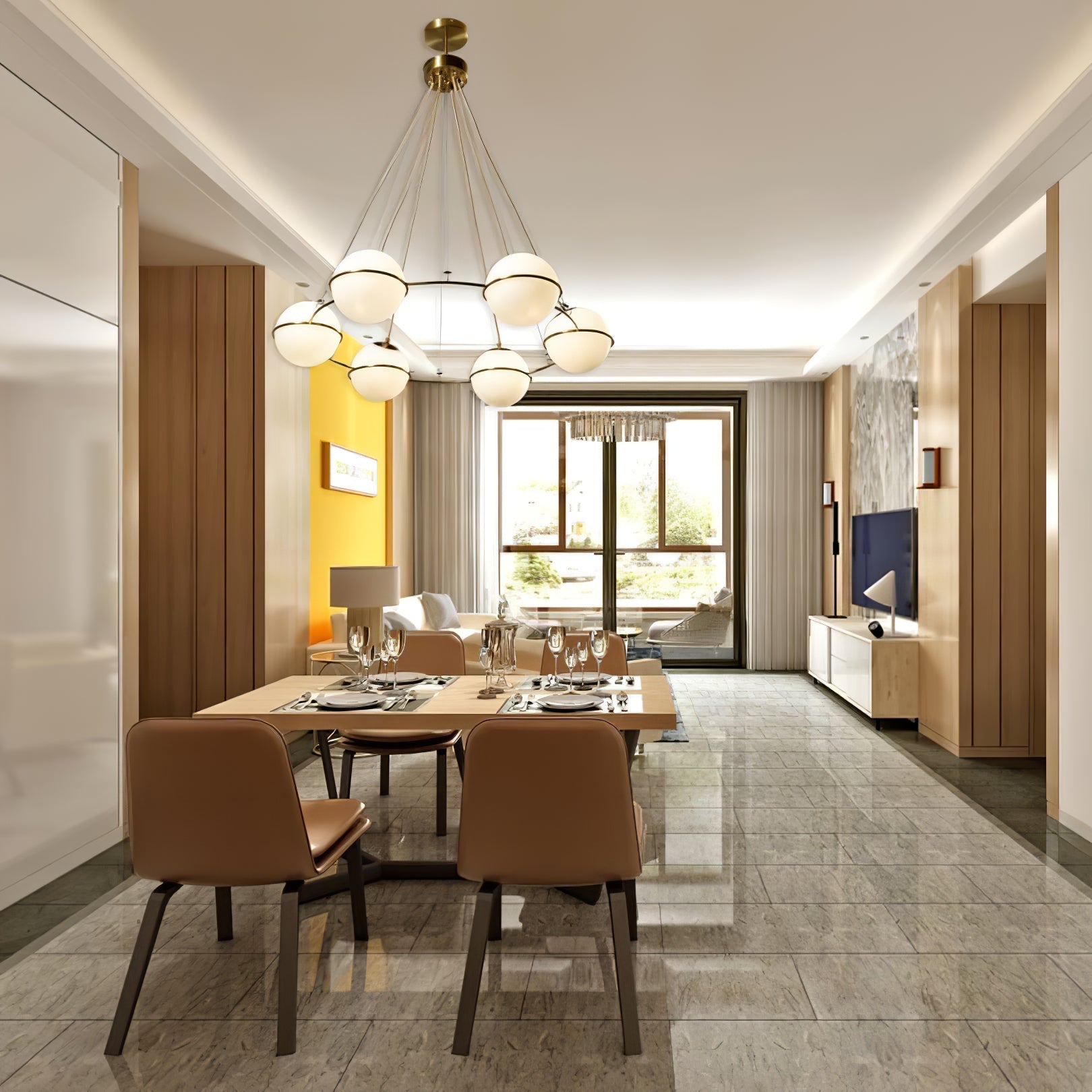 Orion Chandelier | Brass & Glass | Gold & Frosted White