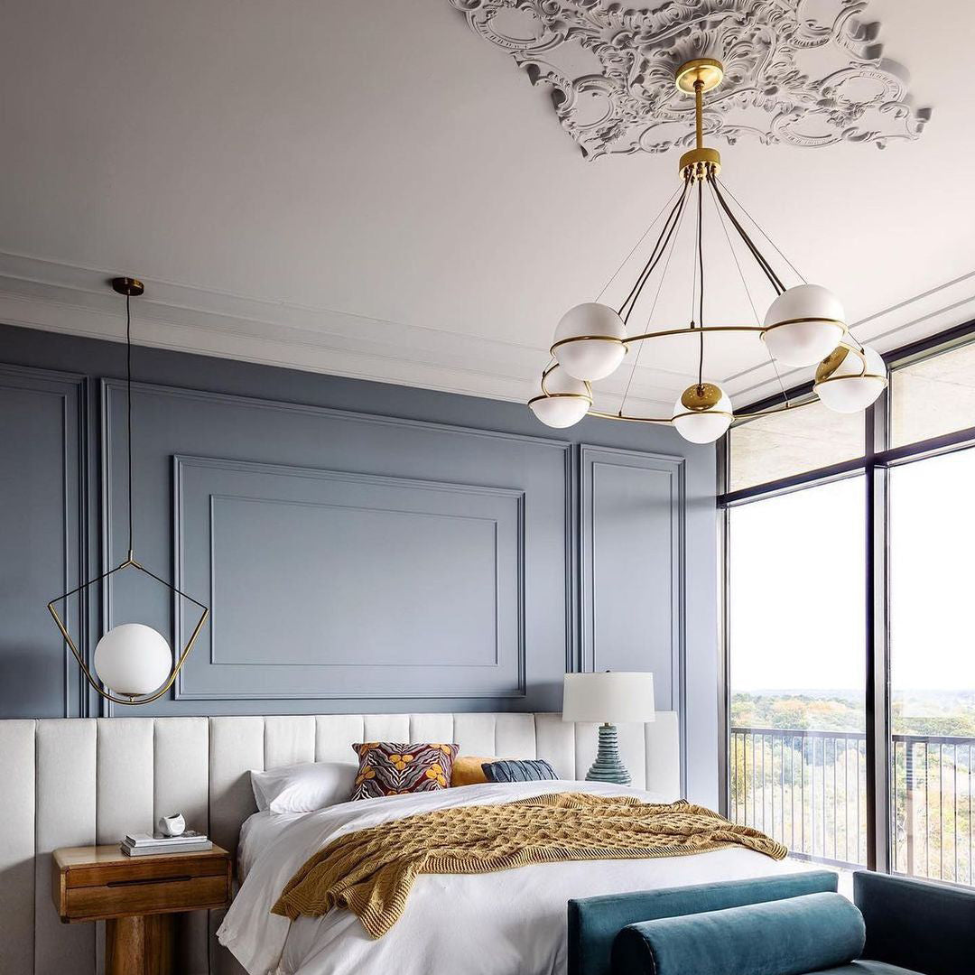 Orion Chandelier | Brass & Glass | Gold & Frosted White