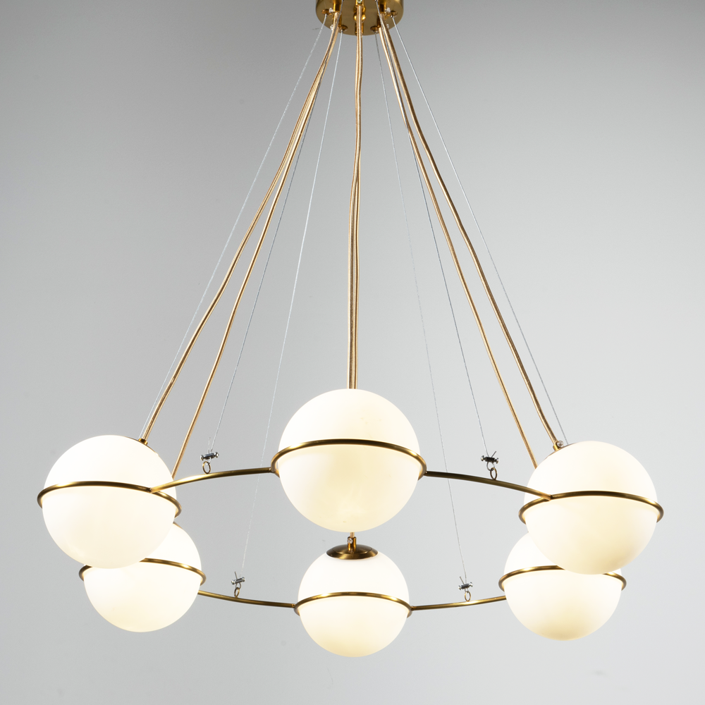 Orion Chandelier | Brass & Glass | Gold & Frosted White