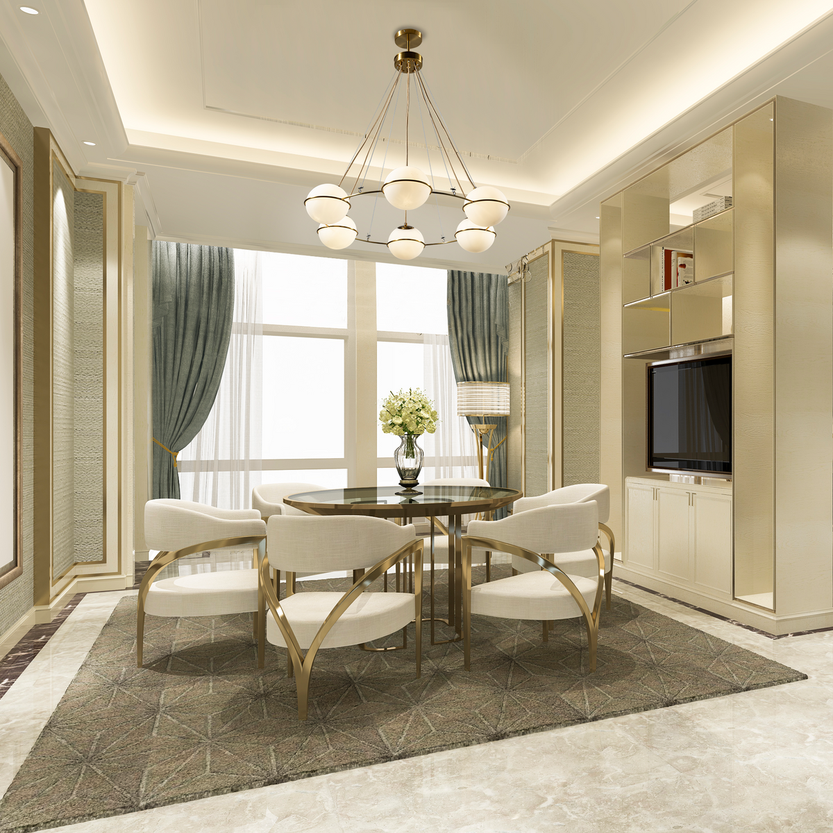 Orion Chandelier | Brass & Glass | Gold & Frosted White
