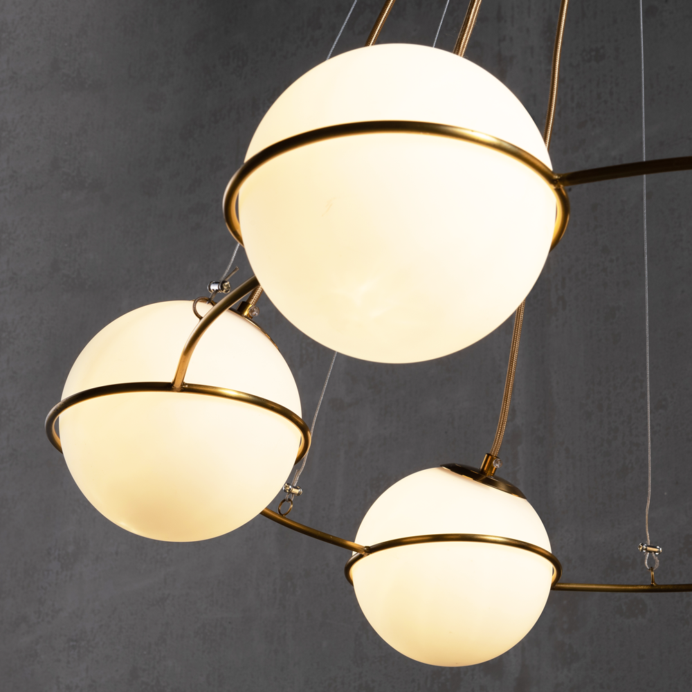 Orion Chandelier | Brass & Glass | Gold & Frosted White