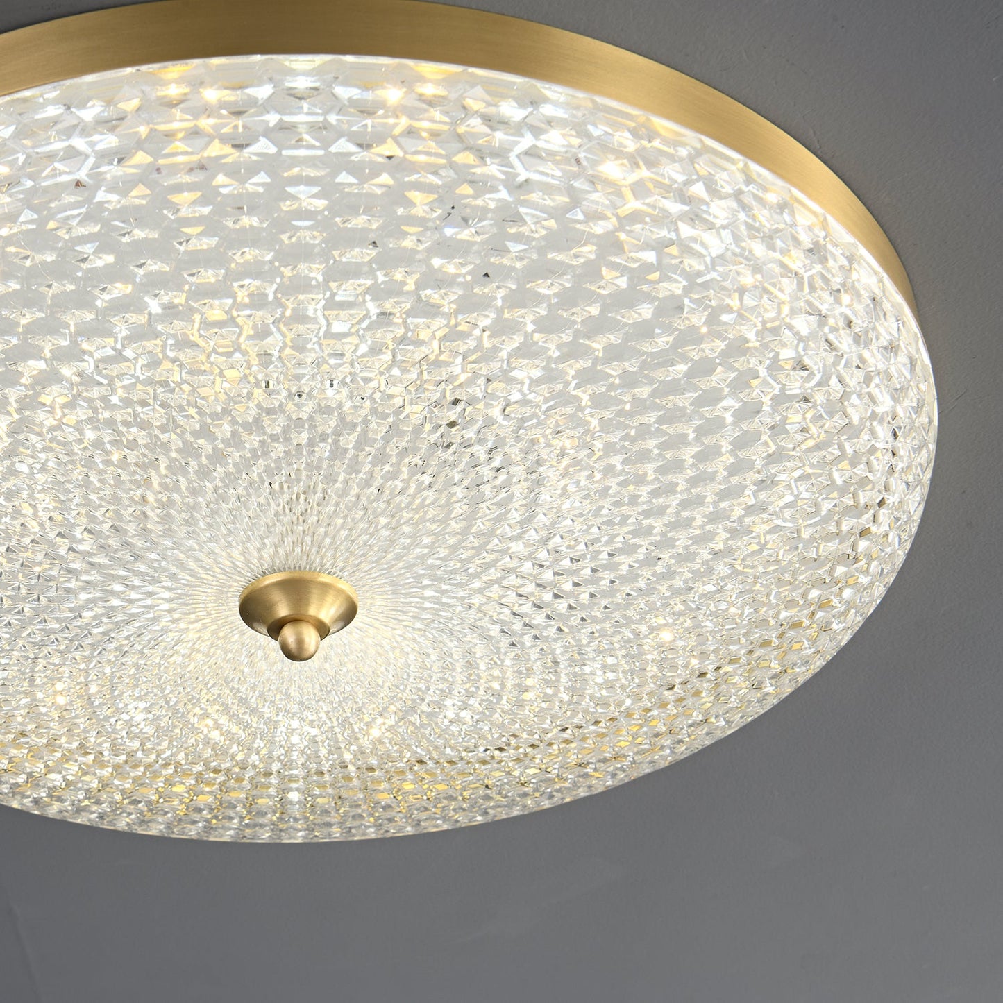 Orlena Glass Ceiling Lamp | Brass Frame & Acrylic Diffuser | Multiple Sizes