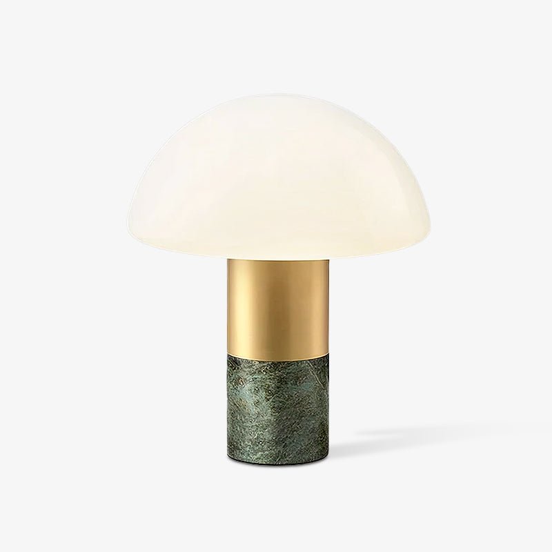 Orly Table Lamp | Metal Base with White Marble & Glass Shade | 30cm Diameter