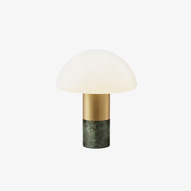 Orly Table Lamp | Metal Base with White Marble & Glass Shade | 30cm Diameter