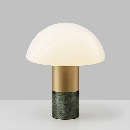 Orly Table Lamp | Metal Base with White Marble & Glass Shade | 30cm Diameter