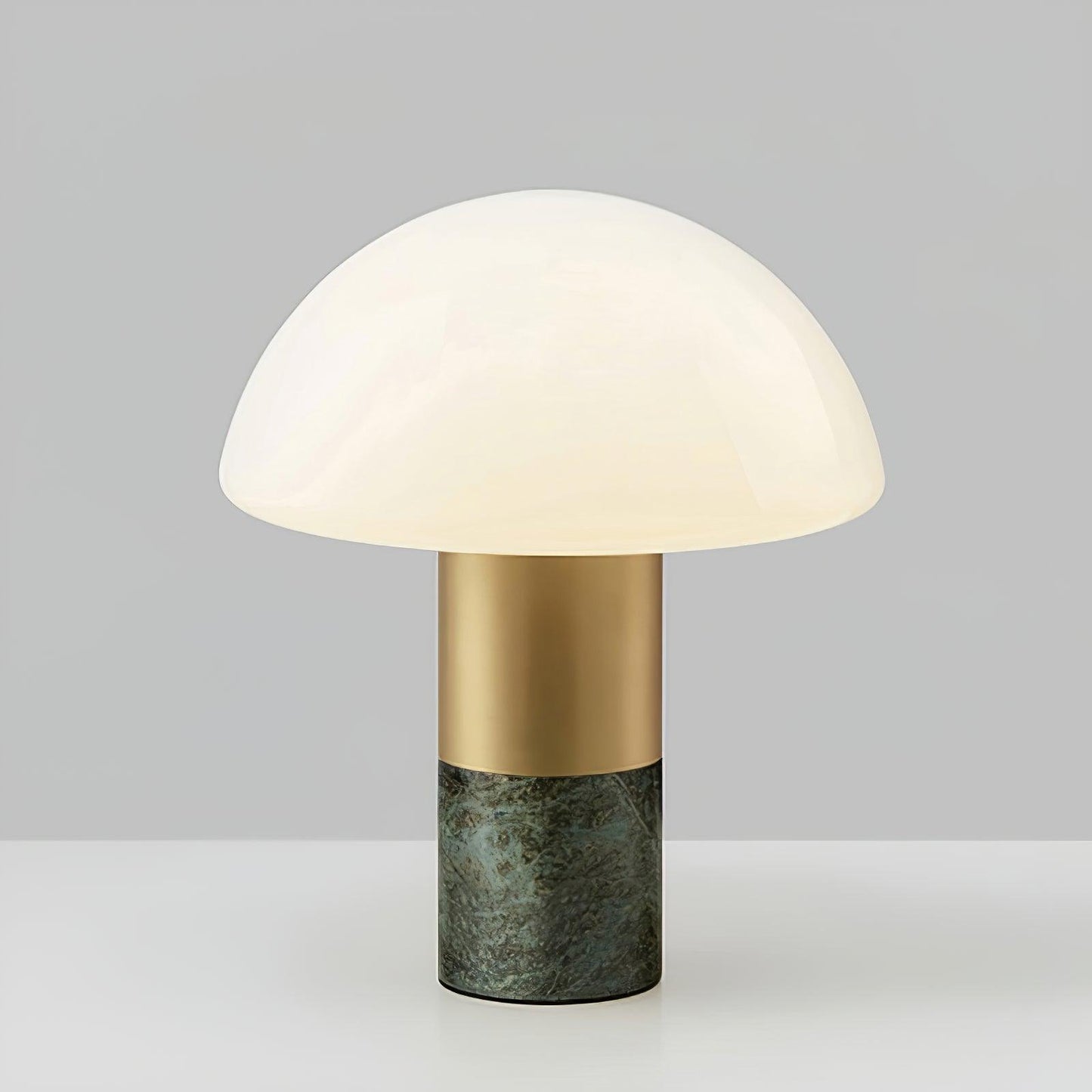 Orly Table Lamp | Metal Base with White Marble & Glass Shade | 30cm Diameter
