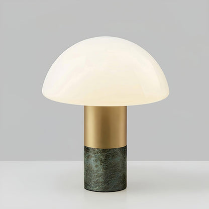 Orly Table Lamp | Metal Base with White Marble & Glass Shade | 30cm Diameter