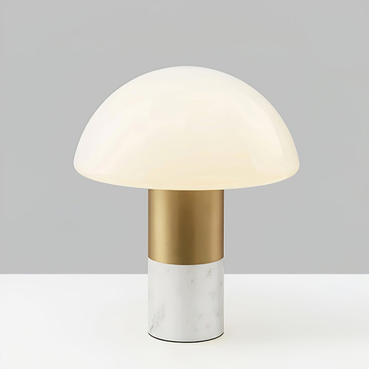 Orly Table Lamp | Metal Base with White Marble & Glass Shade | 30cm Diameter