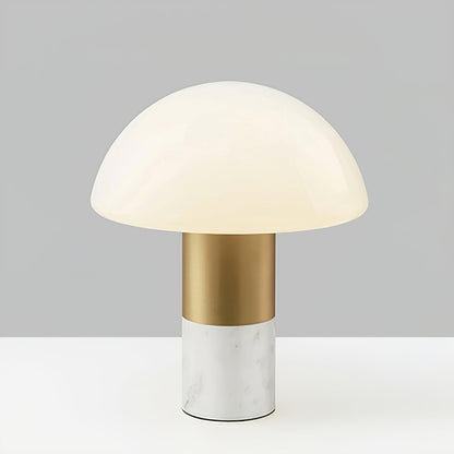 Orly Table Lamp | Metal Base with White Marble & Glass Shade | 30cm Diameter