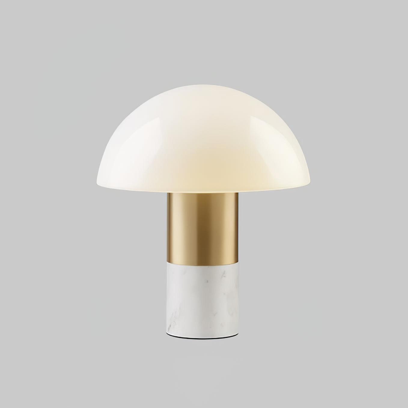 Orly Table Lamp | Metal Base with White Marble & Glass Shade | 30cm Diameter