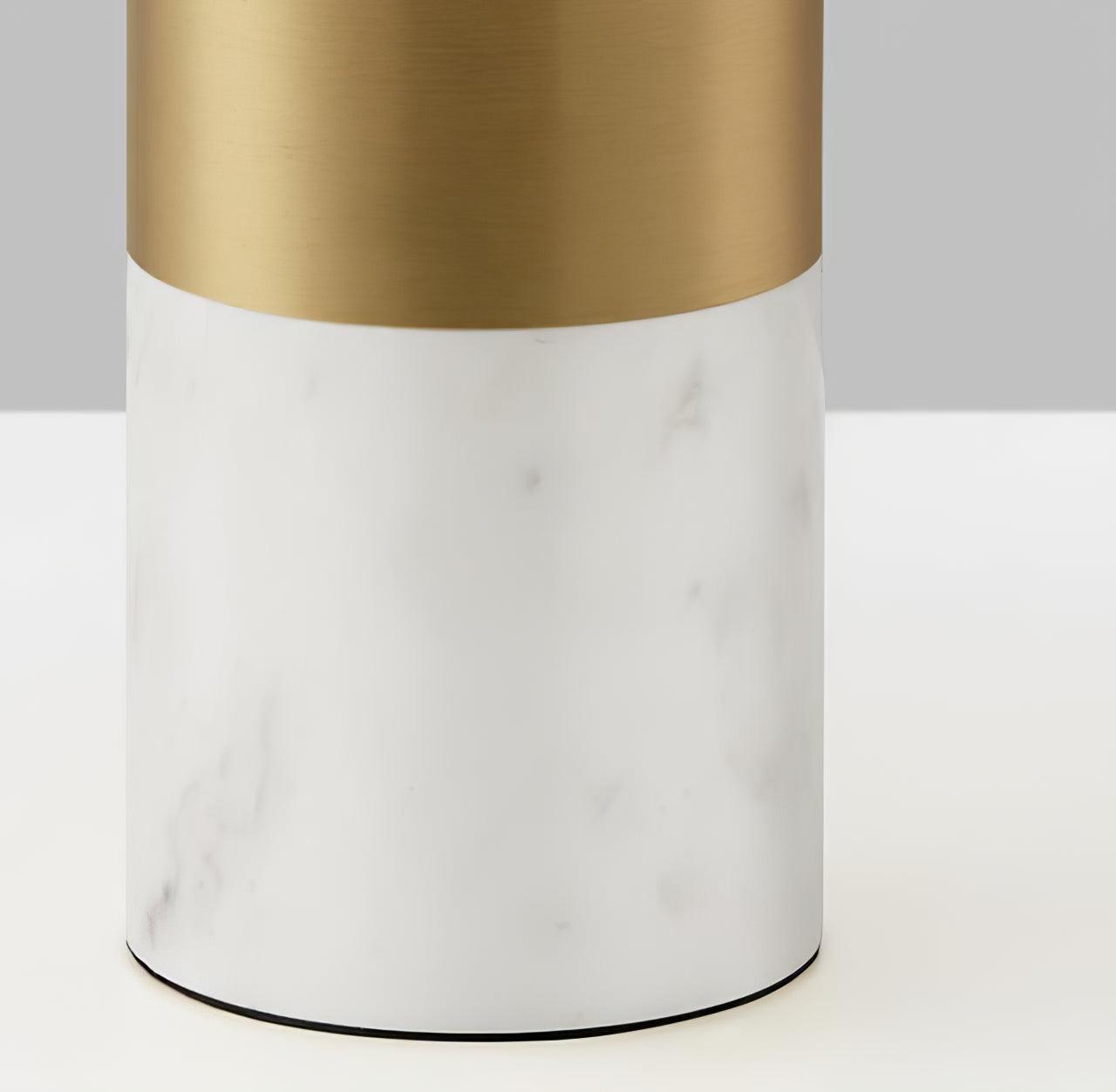 Orly Table Lamp | Metal Base with White Marble & Glass Shade | 30cm Diameter
