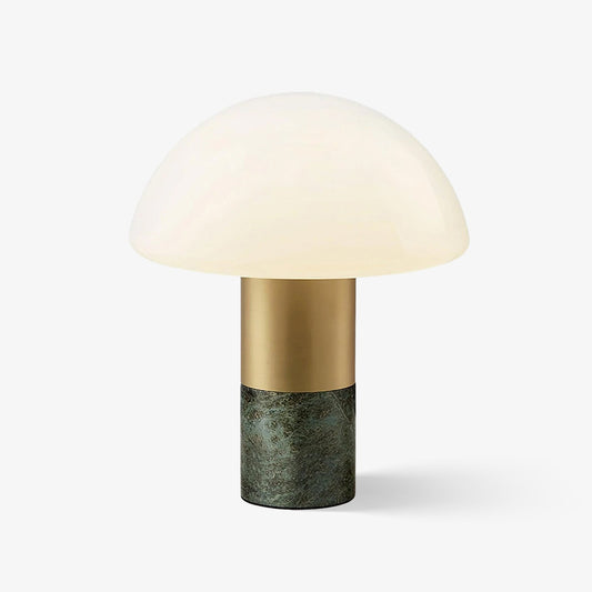 Orly Table Lamp | Metal Base with White Marble & Glass Shade | 30cm Diameter