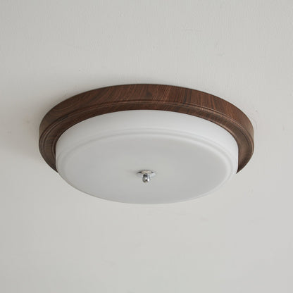 Orvella Ceiling Light | Walnut Wood & Textured Glass | 36cm/46cm Diameter
