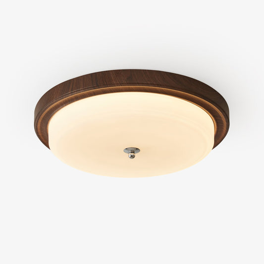 Orvella Ceiling Light | Walnut Wood & Textured Glass | 36cm/46cm Diameter