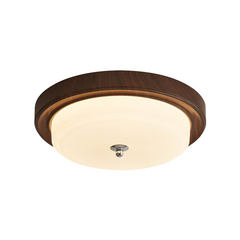 Orvella Ceiling Light | Walnut Wood & Textured Glass | 36cm/46cm Diameter