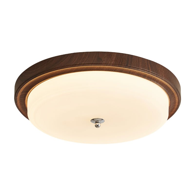 Orvella Ceiling Light | Walnut Wood & Textured Glass | 36cm/46cm Diameter