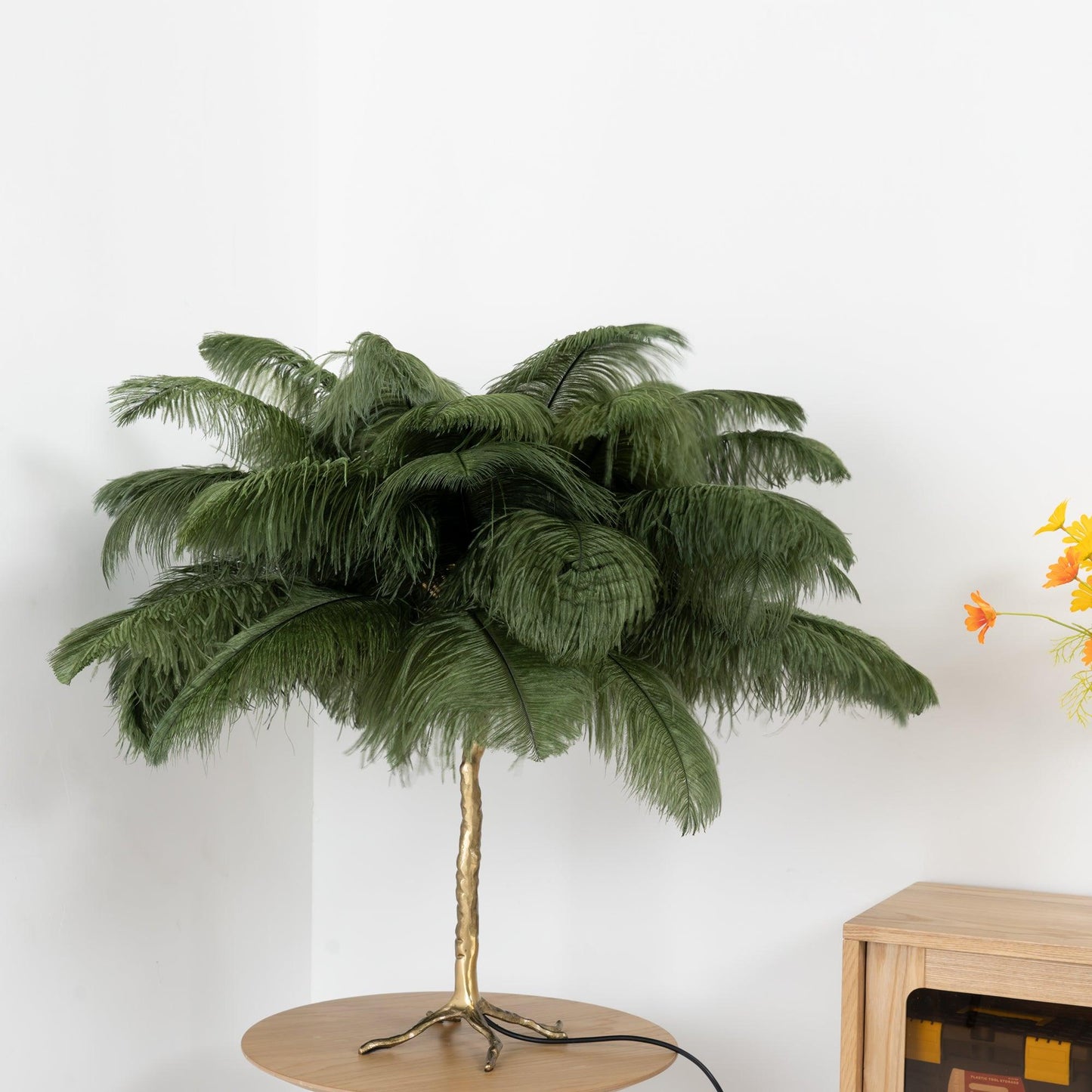 Ostrich Feather Table Lamp | Brass Base | 15 Color Options