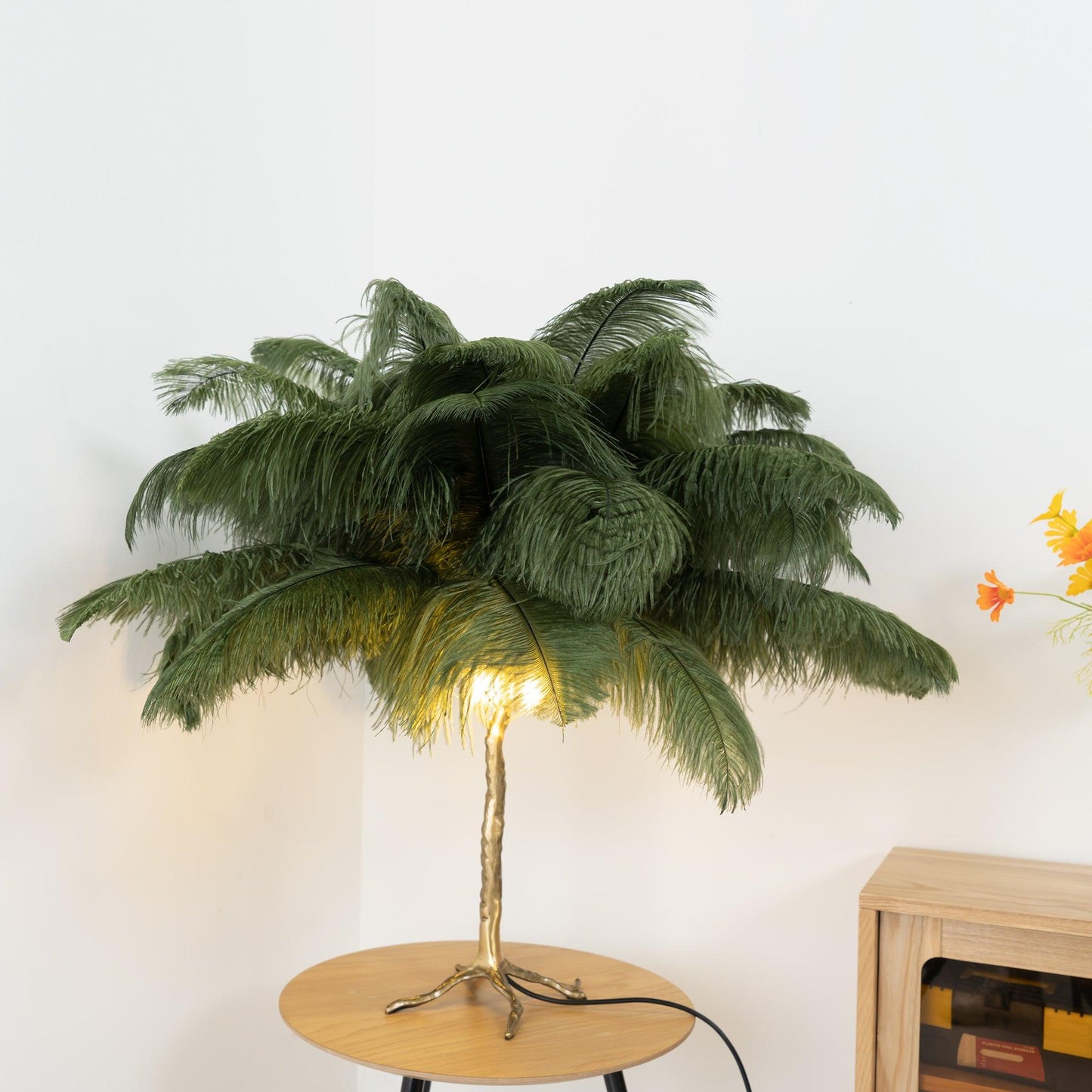 Ostrich Feather Table Lamp | Brass Base | 15 Color Options