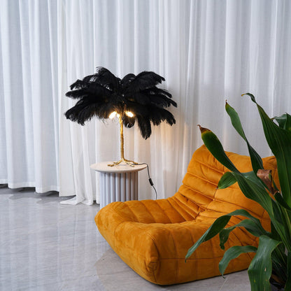 Ostrich Feather Table Lamp | Brass Base | 15 Color Options