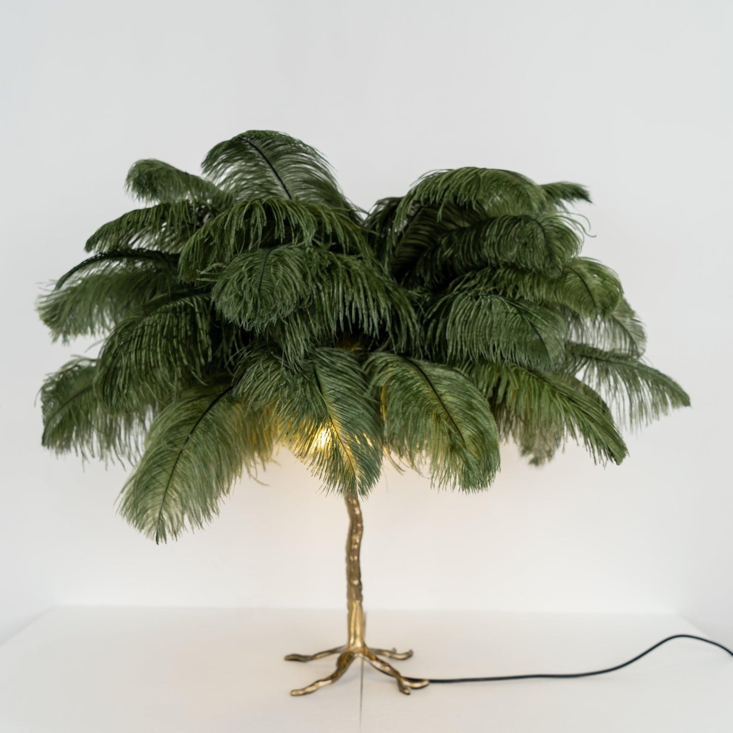 Ostrich Feather Table Lamp | Brass Base | 15 Color Options