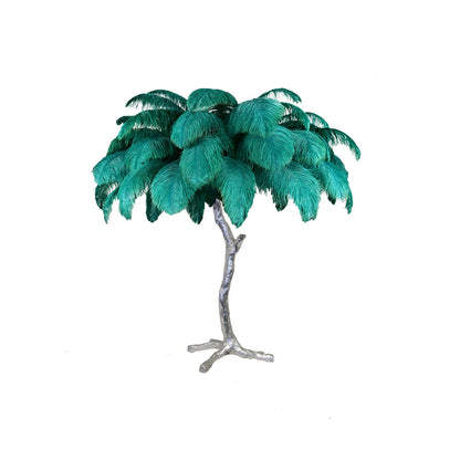 Ostrich Feather Table Lamp | Brass Base | 15 Color Options