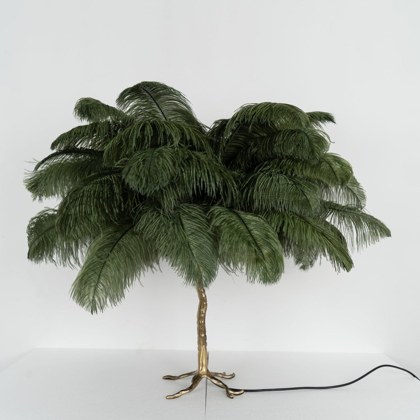Ostrich Feather Table Lamp | Brass Base | 15 Color Options