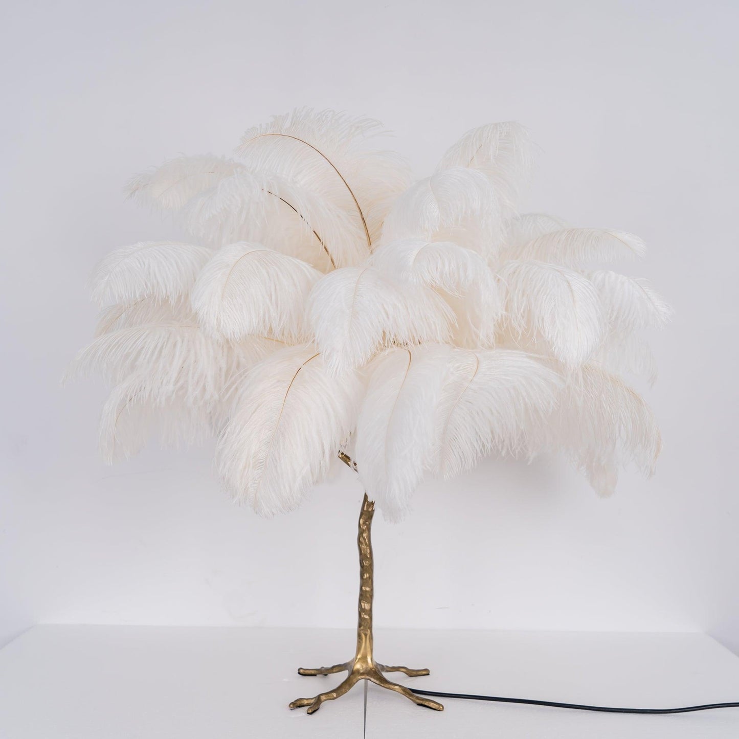 Ostrich Feather Table Lamp | Brass Base | 15 Color Options