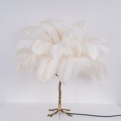 Ostrich Feather Table Lamp | Brass Base | 15 Color Options