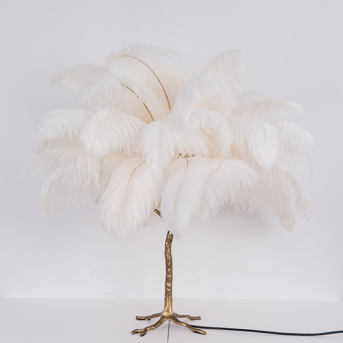 Ostrich Feather Table Lamp | Brass Base | 15 Color Options
