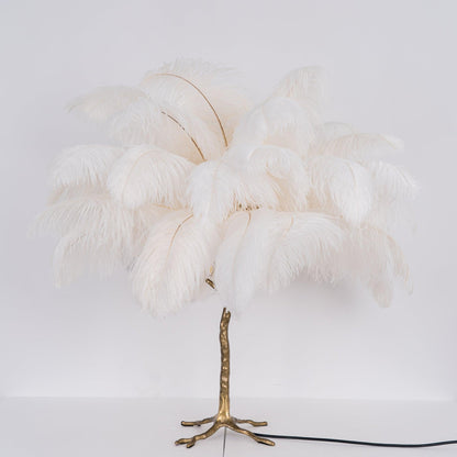 Ostrich Feather Table Lamp | Brass Base | 15 Color Options