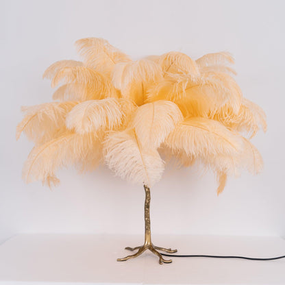 Ostrich Feather Table Lamp | Brass Base | 15 Color Options