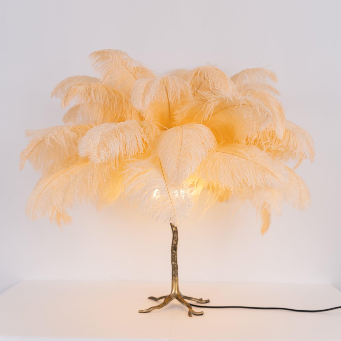 Ostrich Feather Table Lamp | Brass Base | 15 Color Options