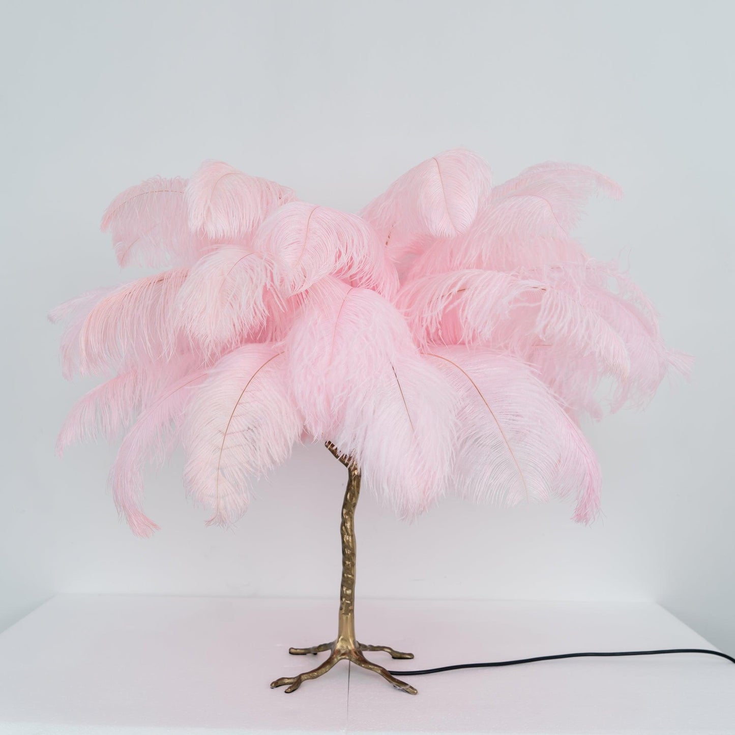 Ostrich Feather Table Lamp | Brass Base | 15 Color Options