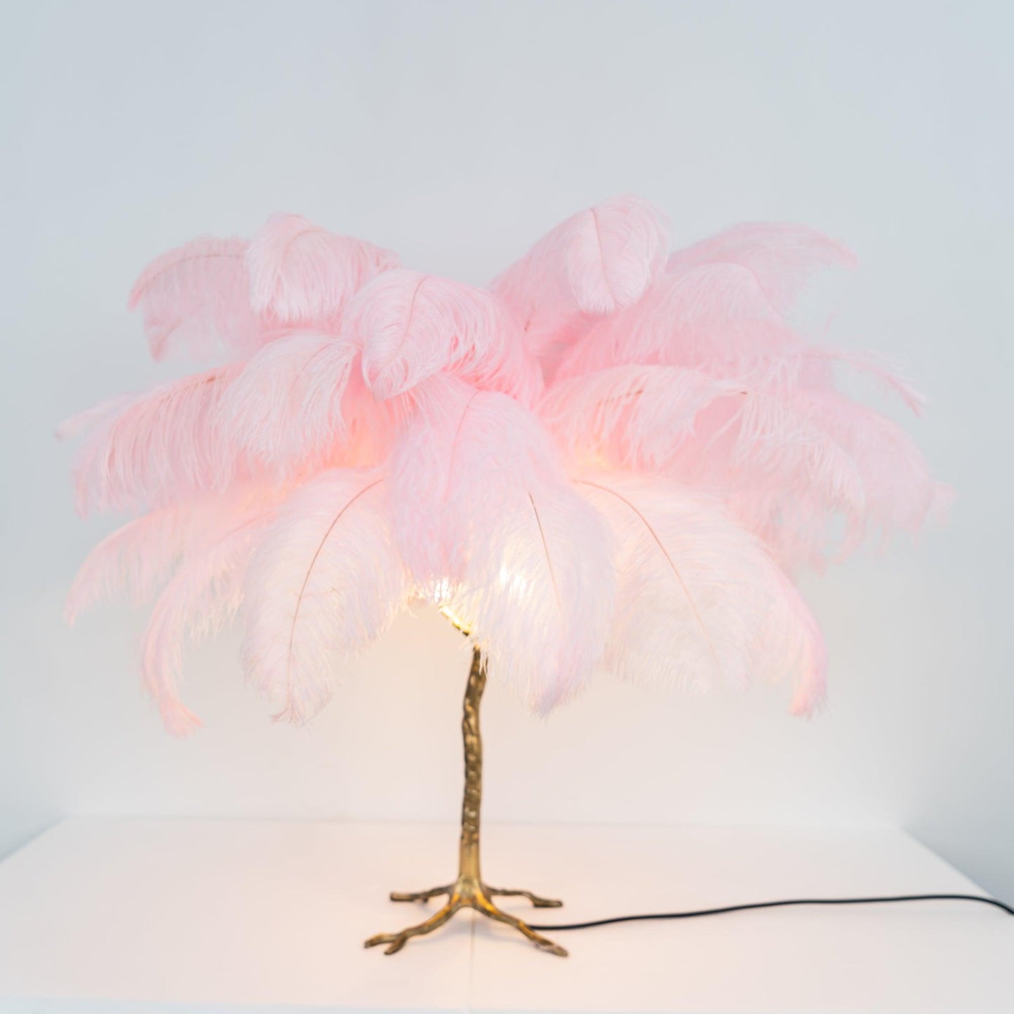 Ostrich Feather Table Lamp | Brass Base | 15 Color Options