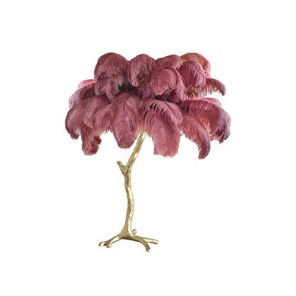 Ostrich Feather Table Lamp | Brass Base | 15 Color Options