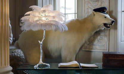 Ostrich Feather Table Lamp | Brass Base | 15 Color Options