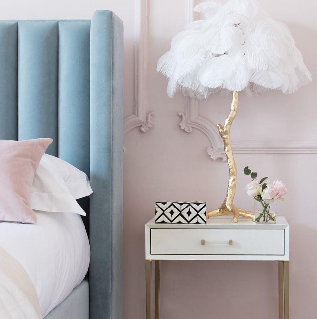 Ostrich Feather Table Lamp | Brass Base | 15 Color Options