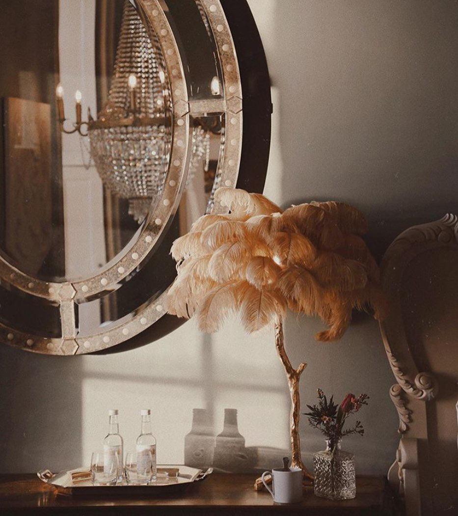 Ostrich Feather Table Lamp | Brass Base | 15 Color Options