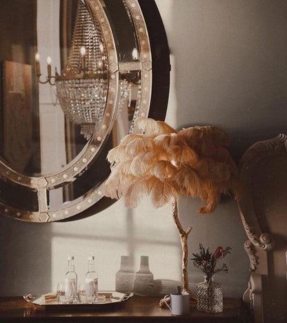 Ostrich Feather Table Lamp | Brass Base | 15 Color Options