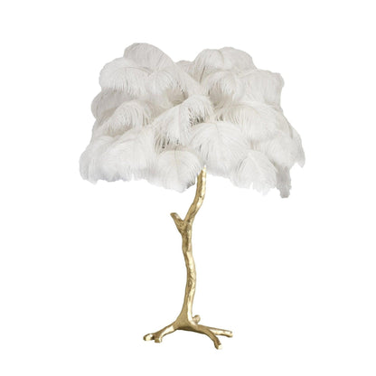 Ostrich Feather Table Lamp | Brass Base | 15 Color Options