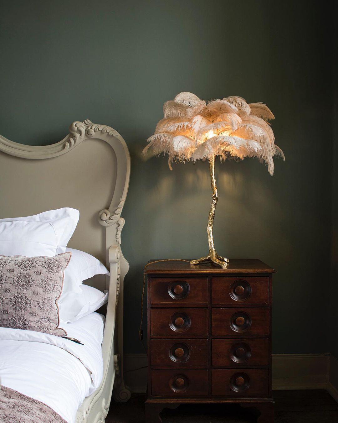 Ostrich Feather Table Lamp | Brass Base | 15 Color Options