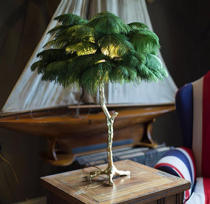 Ostrich Feather Table Lamp | Brass Base | 15 Color Options
