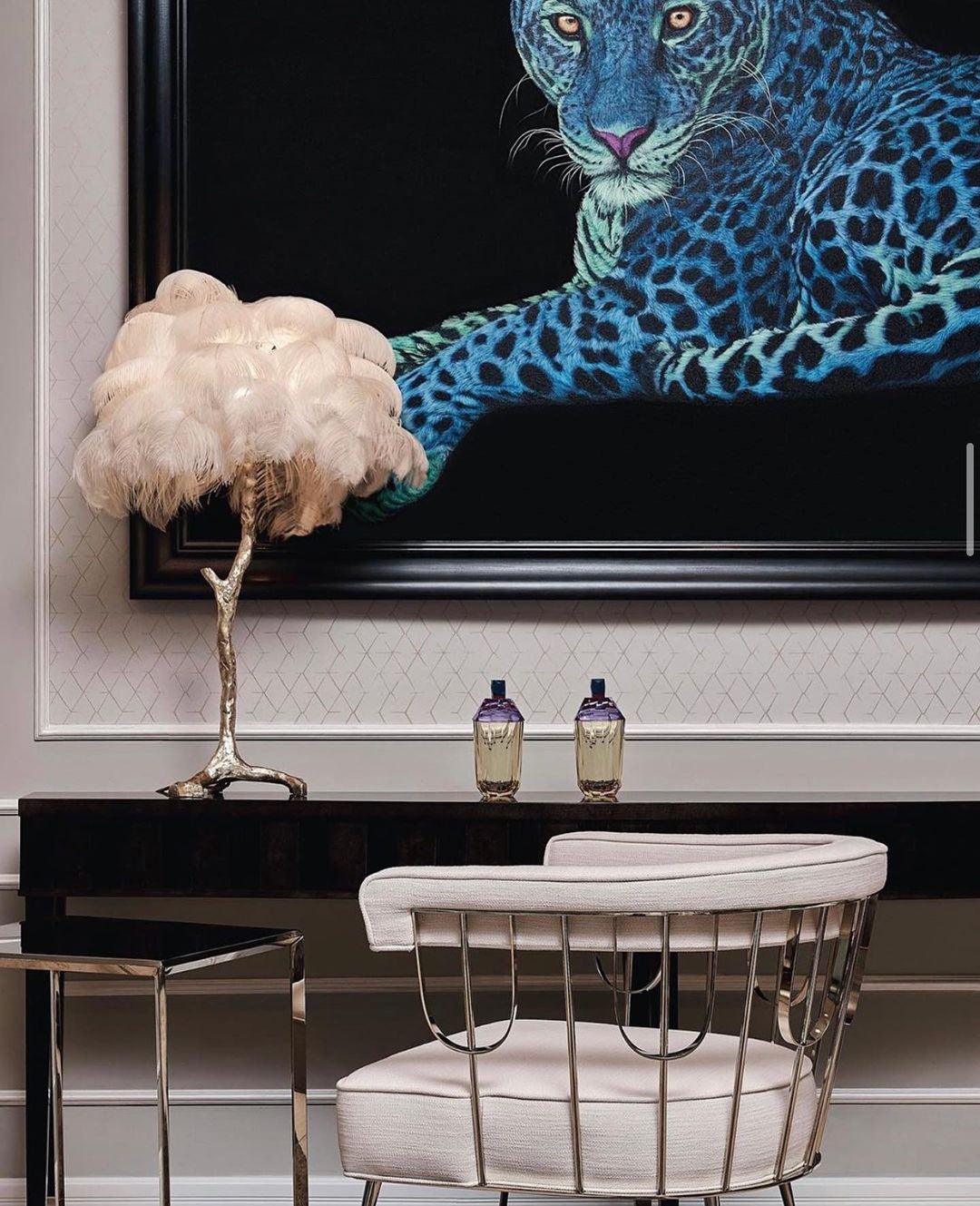 Ostrich Feather Table Lamp | Brass Base | 15 Color Options