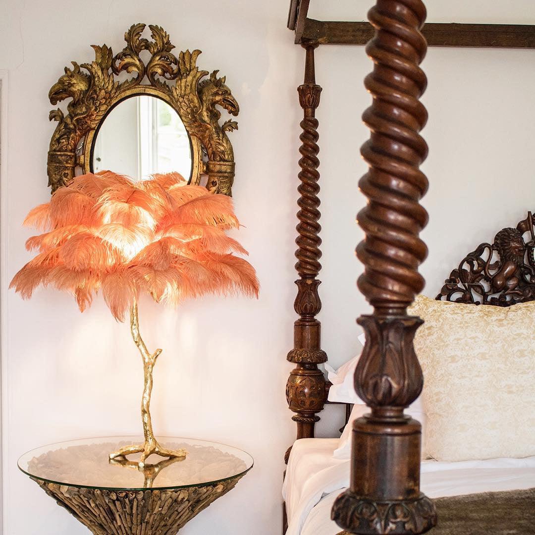 Ostrich Feather Table Lamp | Brass Base | 15 Color Options