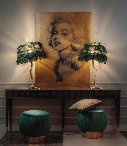Ostrich Feather Table Lamp | Brass Base | 15 Color Options