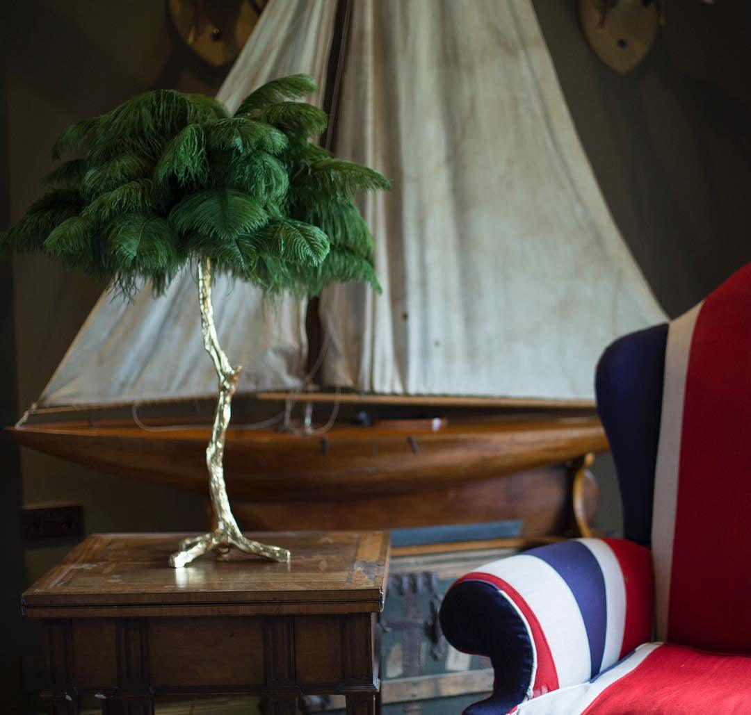 Ostrich Feather Table Lamp | Brass Base | 15 Color Options